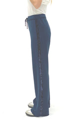 VELVET EMBROIDERED WITH SEQUINS PRUAN TROUSERS